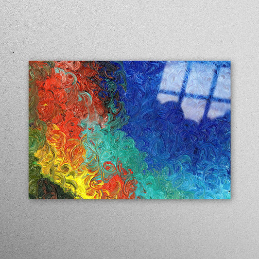 Colorful Painting Abstract Acrylic Glass Print Tempered Glass Wall Art 100% Made in Australia Ready to Hang