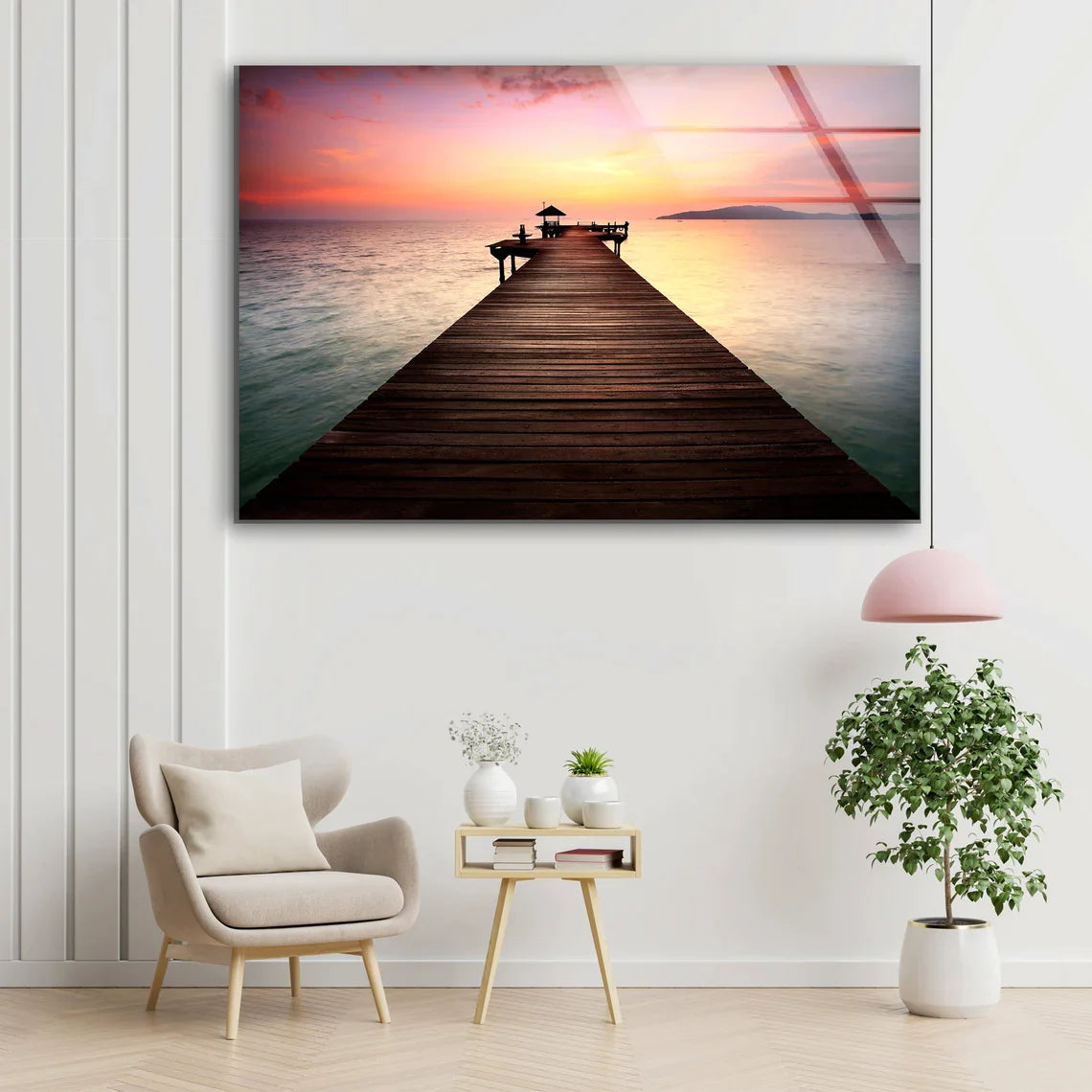 Wooden Pier Over Lake UV Direct Aluminum Print Australian Made Quality