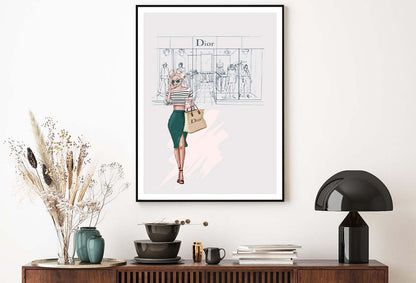 Fashion Store with Stylish Lady Design Home Decor Premium Quality Poster Print Choose Your Sizes