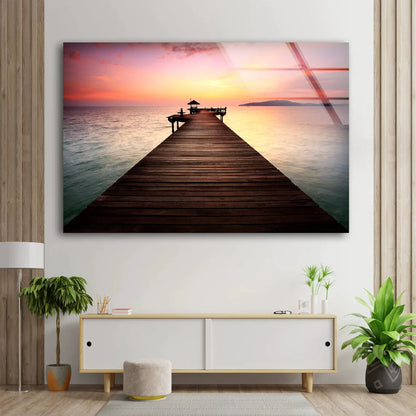 Wooden Pier Over Lake UV Direct Aluminum Print Australian Made Quality