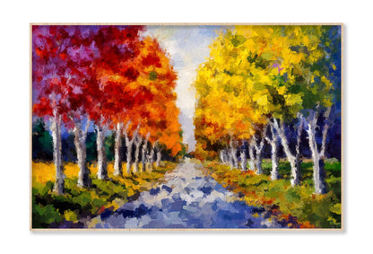 Colorful Autumn Trees, Impressionist Art Wall Art Limited Edition High Quality Print