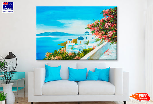 Colorful Flowers Near The Sea Oil Painting Limited Edition High Quality Print