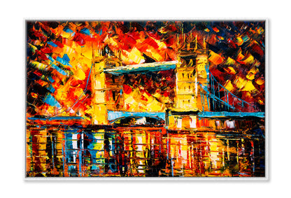 London Bridge, United Kingdom Colorful Oil Painting Wall Art Limited Edition High Quality Print Canvas Box Framed White