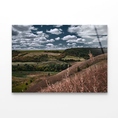 View of a Cloudy Sky and Forest Scenery Acrylic Glass Print Tempered Glass Wall Art 100% Made in Australia Ready to Hang