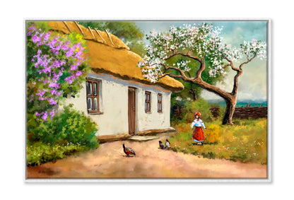 House Garden View Oil Painting Wall Art Limited Edition High Quality Print Canvas Box Framed White