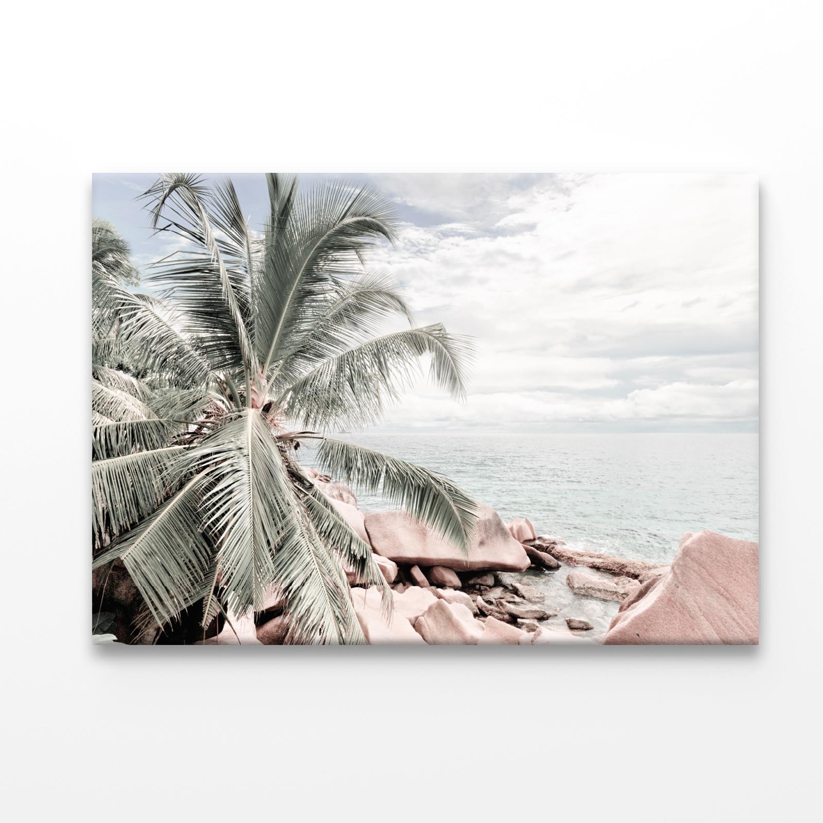 Palm Tree with Sea Acrylic Glass Print Tempered Glass Wall Art 100% Made in Australia Ready to Hang