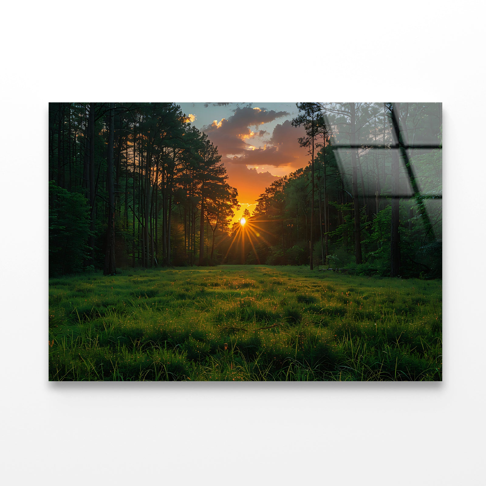 Sunrise in the Forest Acrylic Glass Print Tempered Glass Wall Art 100% Made in Australia Ready to Hang - Bella Home Decor