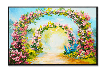 Floral Arch In The Summer Park Oil Painting Wall Art Limited Edition High Quality Print Canvas Box Framed Black