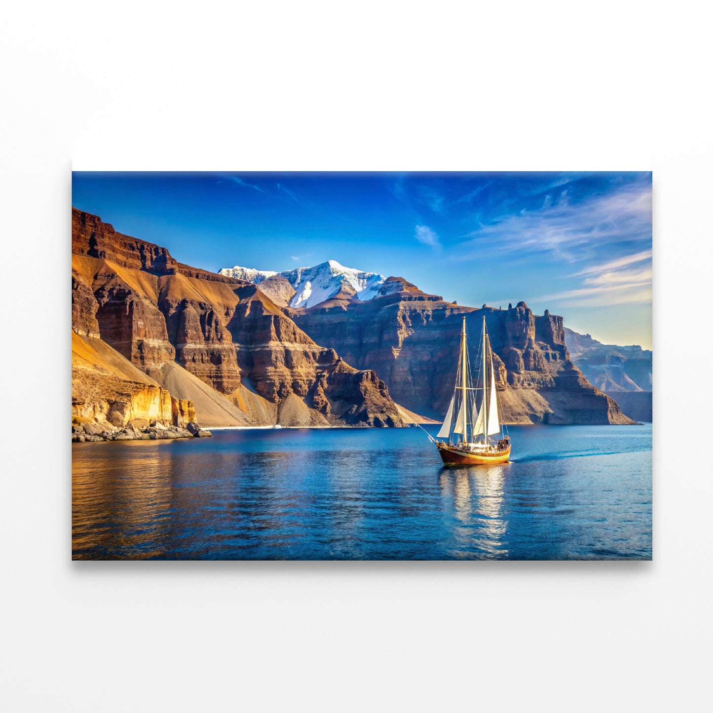 Sailboat Sailing In the Sea, Mountains in Greece Print 100% Australian Made - Bella Home Decor