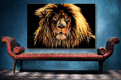 Lion Fractal Wall Art UV Direct Aluminum Print Australian Made Quality