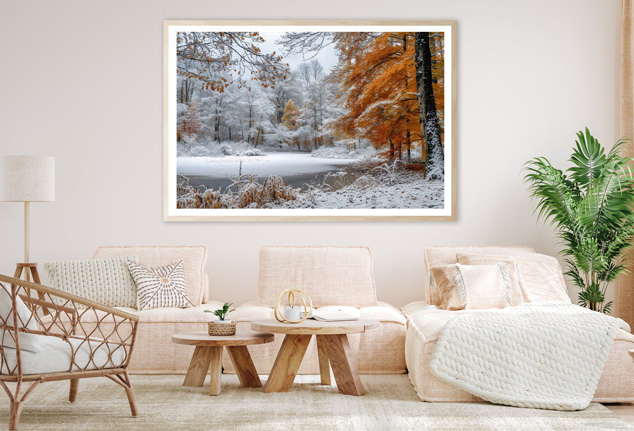 Winter with Autumn Leaves Home Decor Premium Quality Poster Print Choose Your Sizes - Bella Home Decor