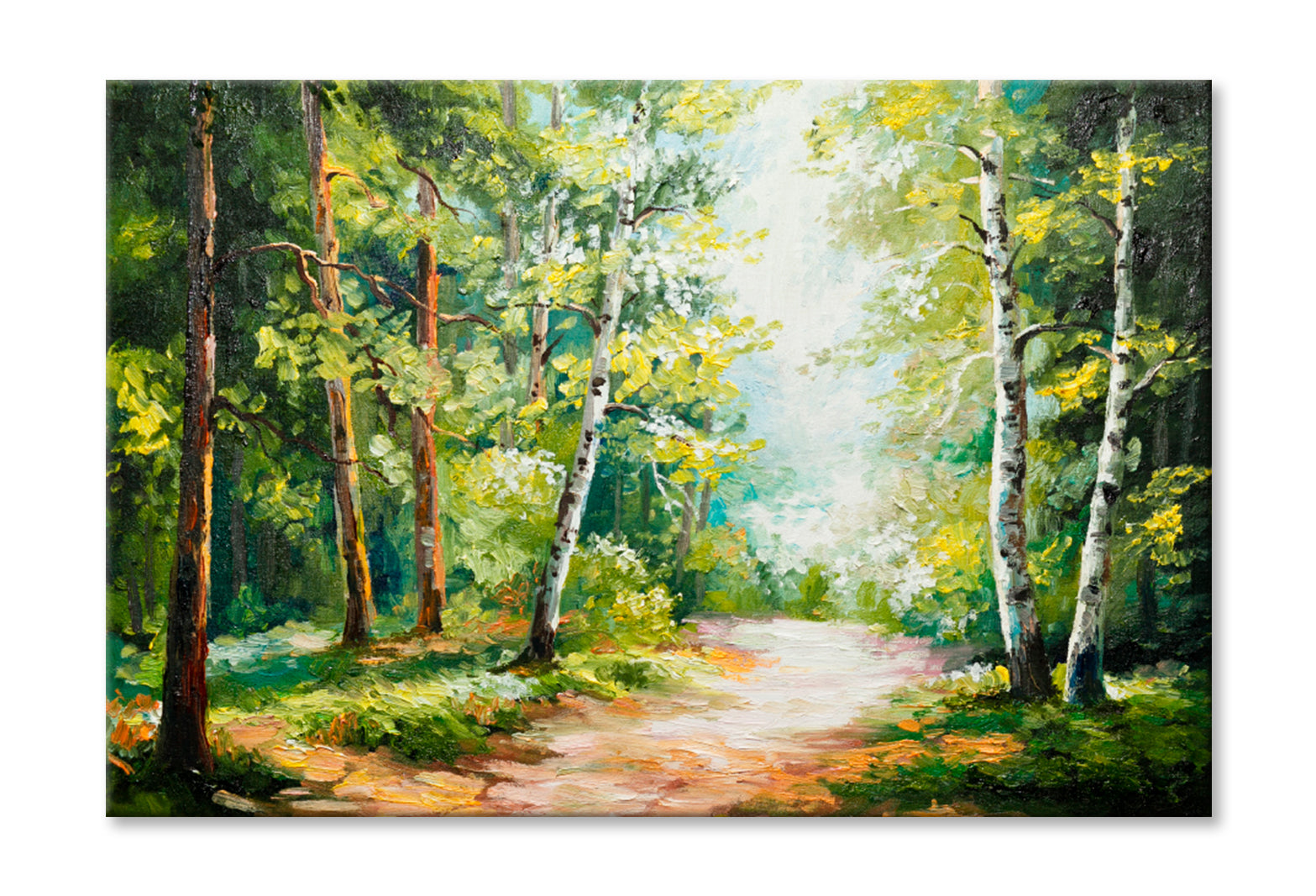 Summer Forest Oil Painting Limited Edition High Quality Print Stretched Canvas None