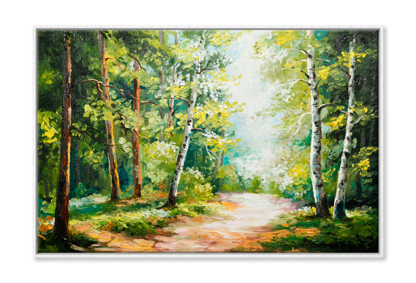 Summer Forest Oil Painting Limited Edition High Quality Print Canvas Box Framed White