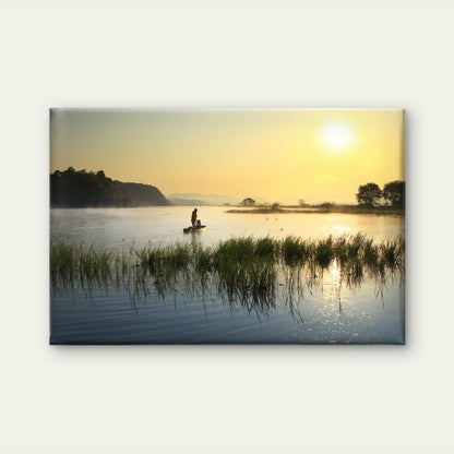 Upo Wetland Korea Boat Sunset Wall Art Decor 100% Australian Made