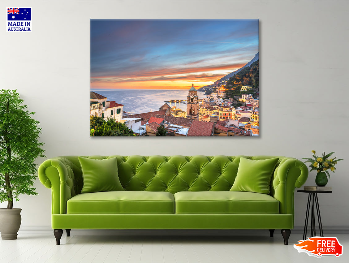 Beautiful Sky with Amalfi Coast Print 100% Australian Made - Bella Home Decor