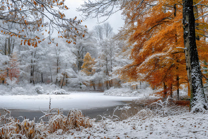 Winter with Autumn Leaves Home Decor Premium Quality Poster Print Choose Your Sizes - Bella Home Decor