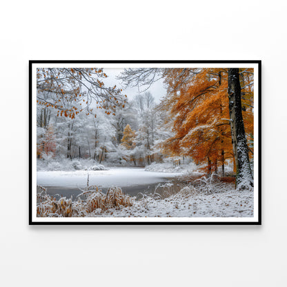 Winter with Autumn Leaves Home Decor Premium Quality Poster Print Choose Your Sizes - Bella Home Decor