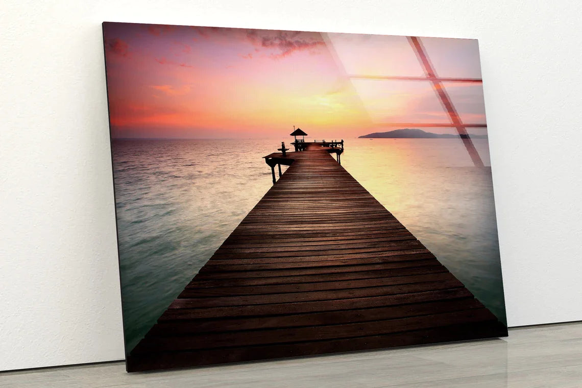 Wooden Pier Over Lake UV Direct Aluminum Print Australian Made Quality