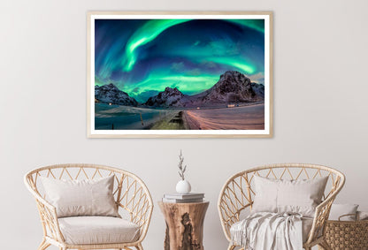 Northern Lights Explosion on Snowy Mountain Range Home Decor Premium Quality Poster Print Choose Your Sizes