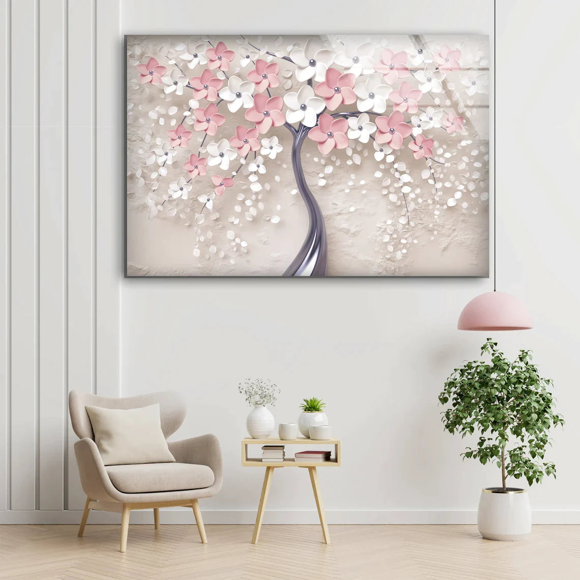 Pink White Tree Digital UV Direct Aluminum Print Australian Made Quality