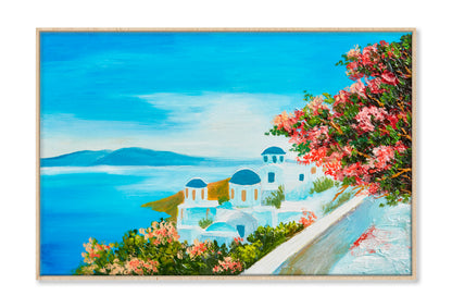 Colorful Flowers Near The Sea Oil Painting Limited Edition High Quality Print Canvas Box Framed Natural