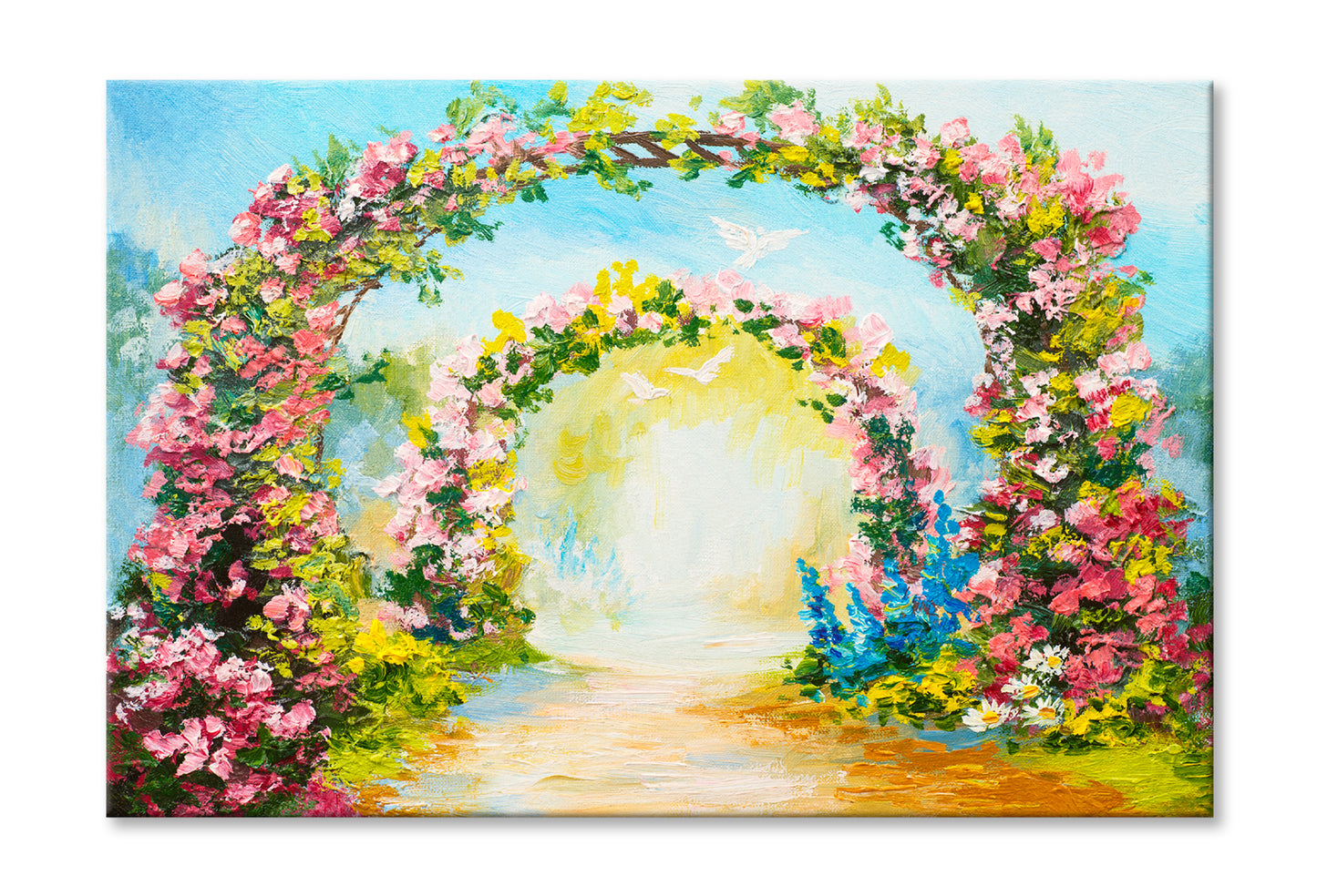 Floral Arch In The Summer Park Oil Painting Wall Art Limited Edition High Quality Print Stretched Canvas None