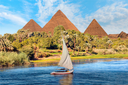 Exploring The Historic Nile River And Giza Pyramids Egypt Wall Art Decor 100% Australian Made
