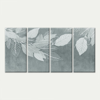 4pcs Modern Minimalist Grey White Botanical Wall Art Canvas Framed 45x80cm - High Quality Print 100% Australian Made Wall Canvas Ready to Hang