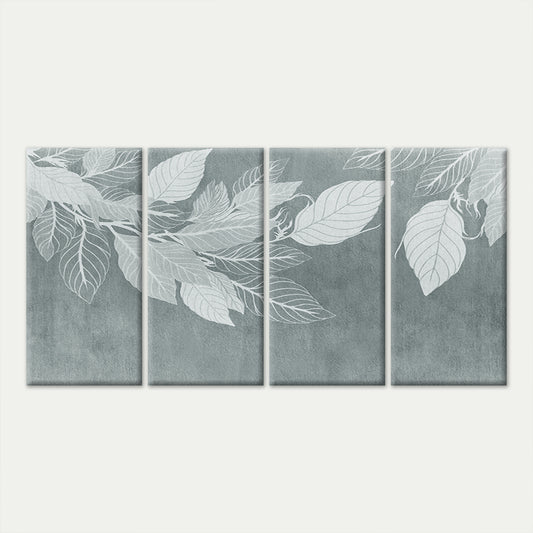4pcs Modern Minimalist Grey White Botanical Wall Art Canvas Framed 45x80cm - High Quality Print 100% Australian Made Wall Canvas Ready to Hang