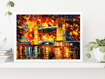 London Bridge, United Kingdom Colorful Glass Framed Wall Art, Ready to Hang Quality Print Without White Border White