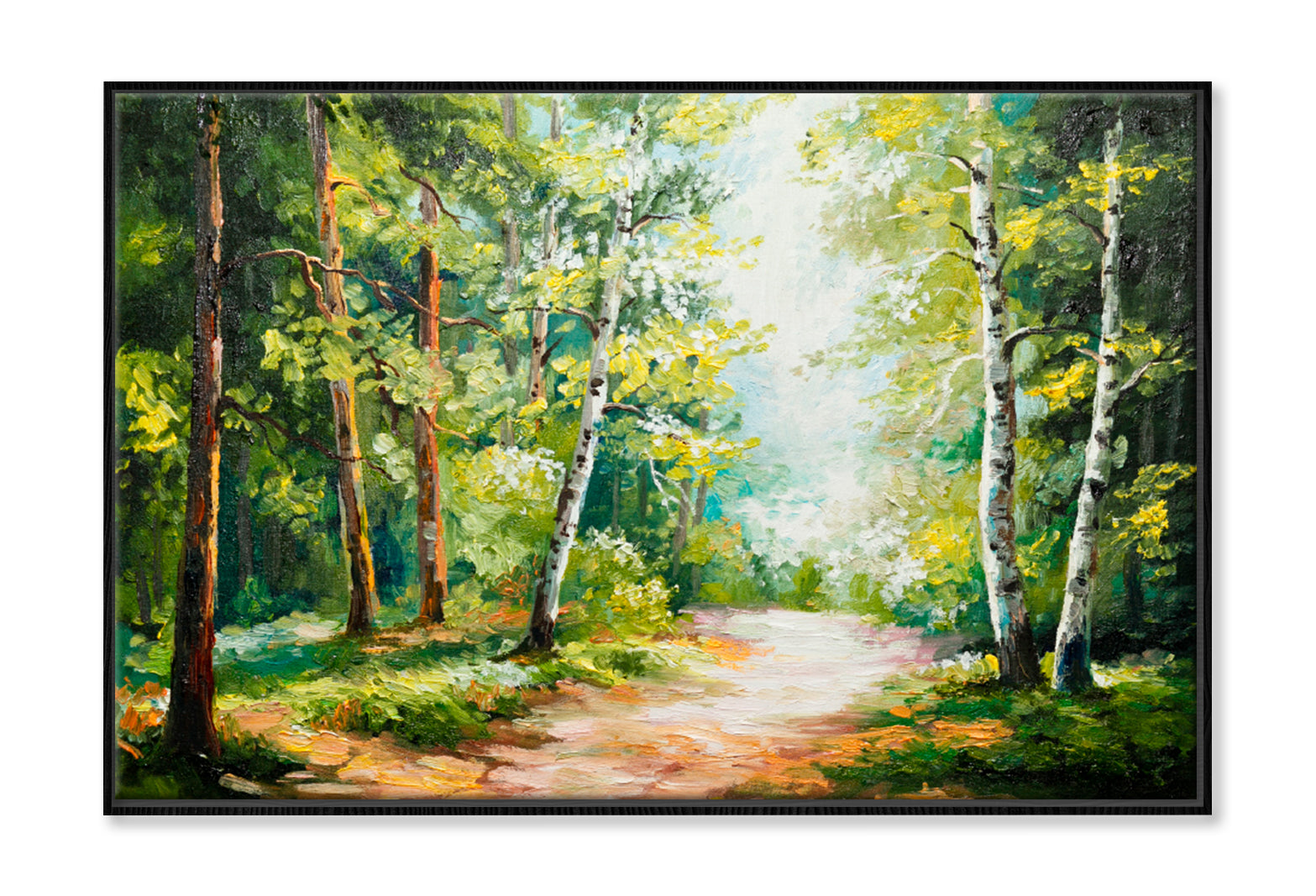 Summer Forest Oil Painting Limited Edition High Quality Print Canvas Box Framed Black