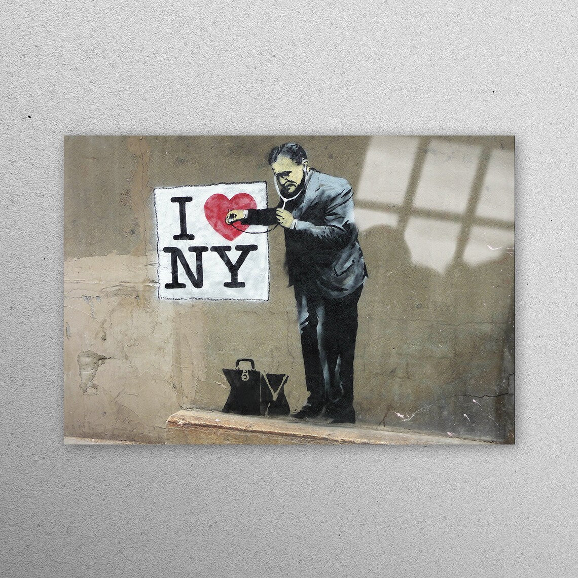 Banksy I Love NY Acrylic Glass Print Tempered Glass Wall Art 100% Made in Australia Ready to Hang