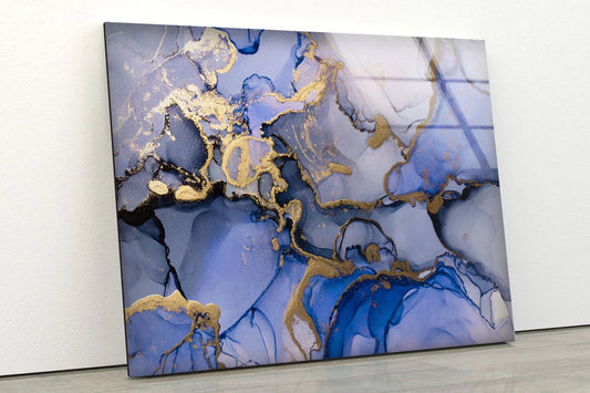 Blue & Gold Abstract UV Direct Aluminum Print Australian Made Quality