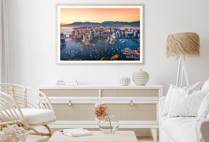 Beautiful Aerial View of Downtown Vancouver Skyline, British Columbia, Canada at Sunset Home Decor Premium Quality Poster Print Choose Your Sizes