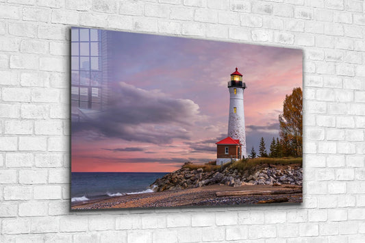 Lighthouse Pink Sunset UV Direct Aluminum Print Australian Made Quality