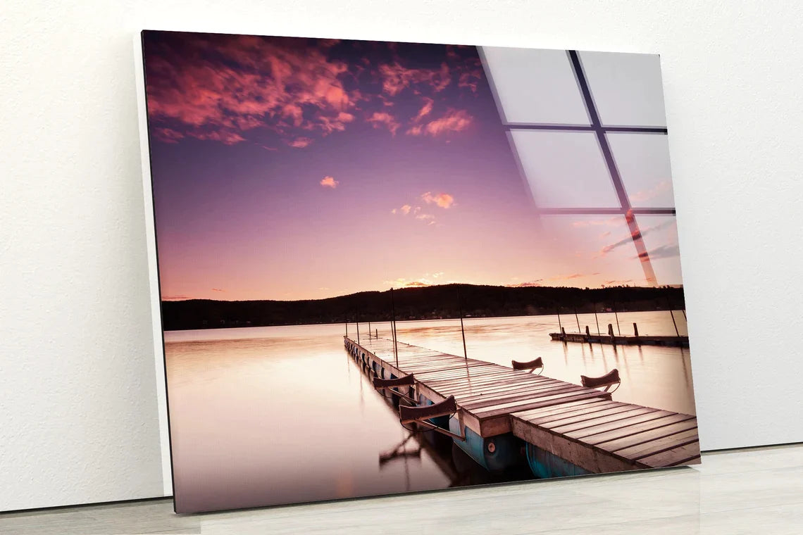 Wooden Pier Over Lake UV Direct Aluminum Print Australian Made Quality