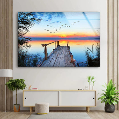 Wooden Pier Over Lake UV Direct Aluminum Print Australian Made Quality