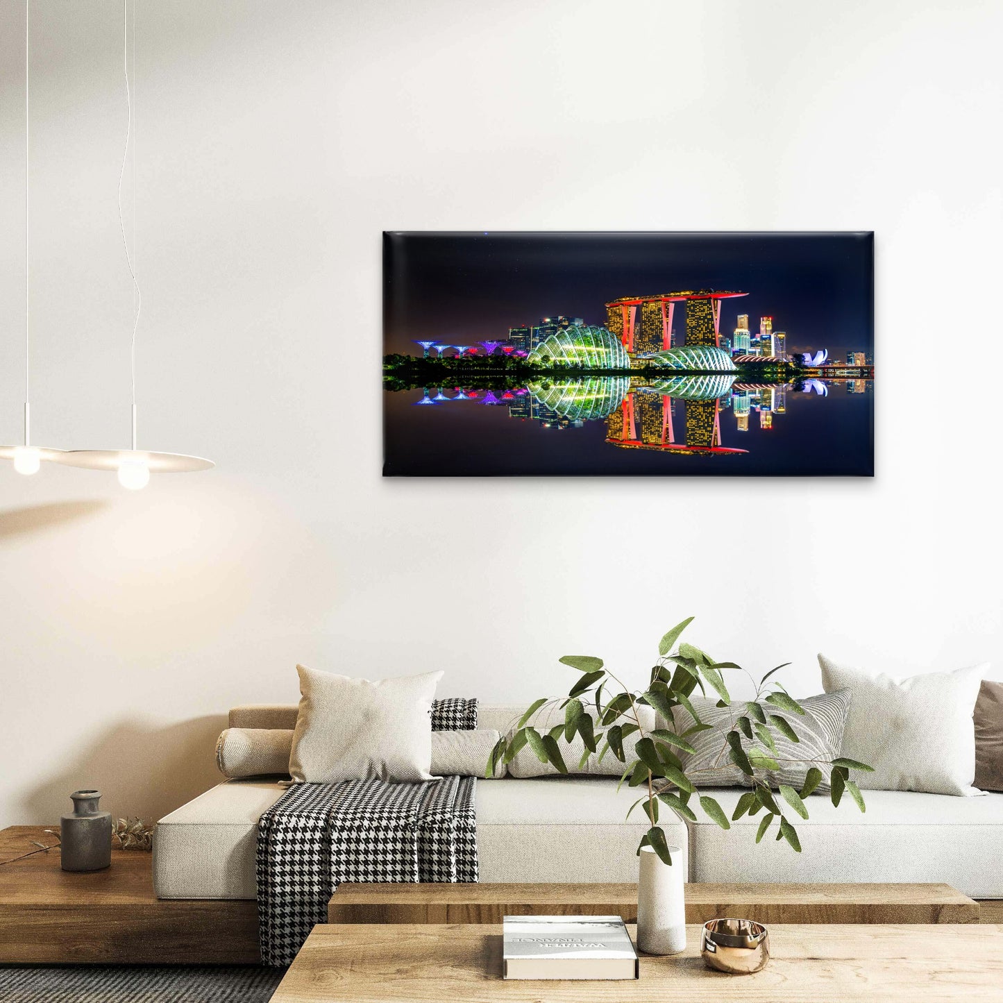 Cityscape Night Singapore Wall Art Canvas Office Home Room Framed 120x60cm