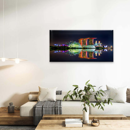Cityscape Night Singapore Wall Art Canvas Office Home Room Framed 120x60cm