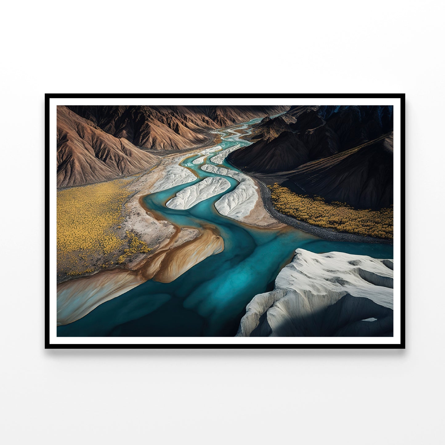 High Angle View of a River, Mountains Home Decor Premium Quality Poster Print Choose Your Sizes