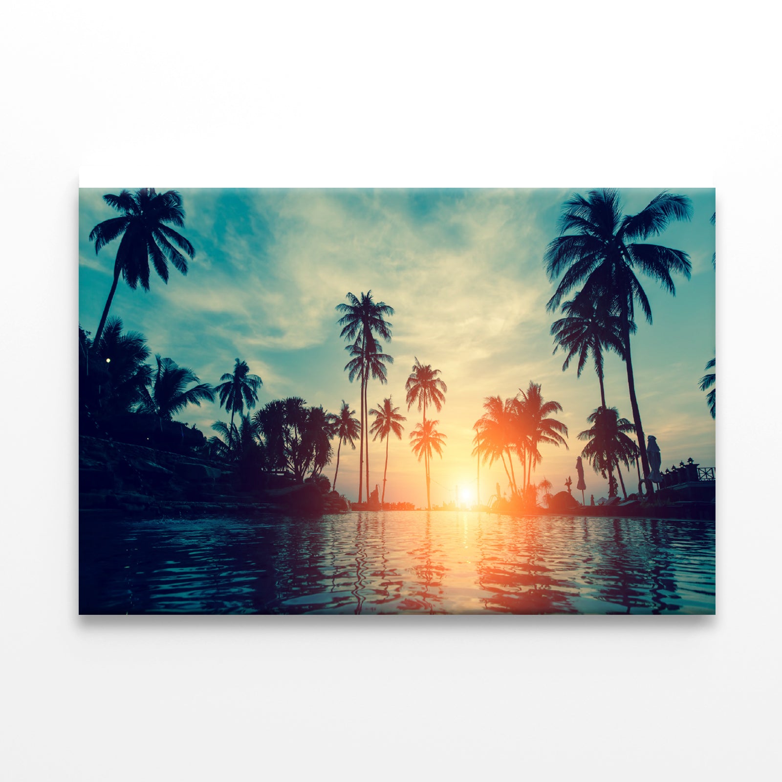 Sunset With Palm Trees in Beach Print 100% Australian Made - Bella Home Decor