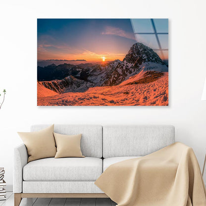 Sunrise in High Mountain Acrylic Glass Print Tempered Glass Wall Art 100% Made in Australia Ready to Hang