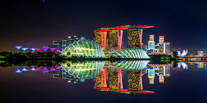 Cityscape Night Singapore Wall Art Canvas Office Home Room Framed 120x60cm