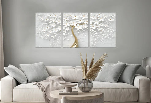 3pcs Black and White Trees Watercolour Artistic  Perfect Wall Art Set Canvas Unframed - High Quality Print 100% Australian Made Wall Canvas - Bella Home Decor