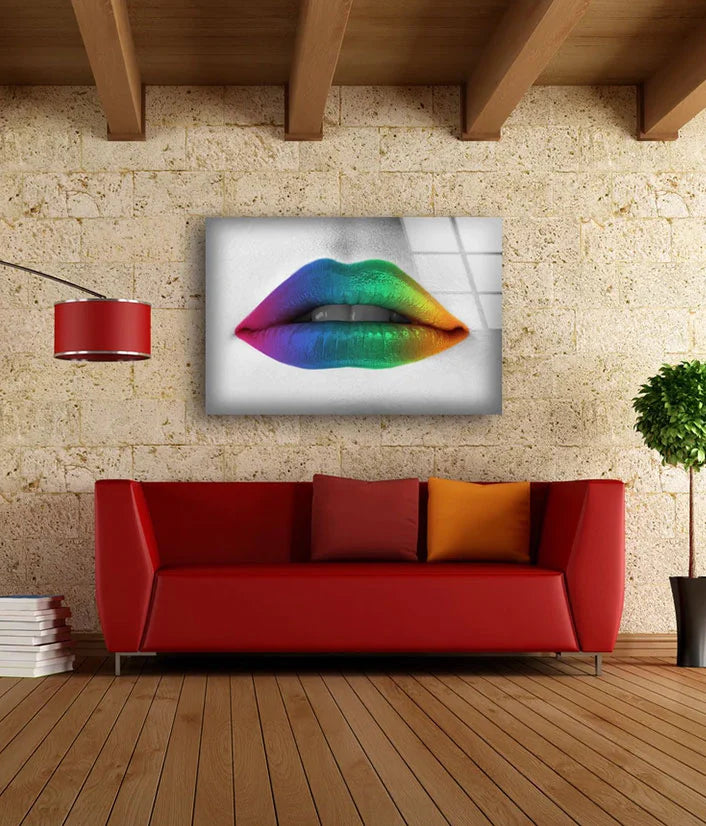 Rainbow Colored Lips UV Direct Aluminum Print Australian Made Quality