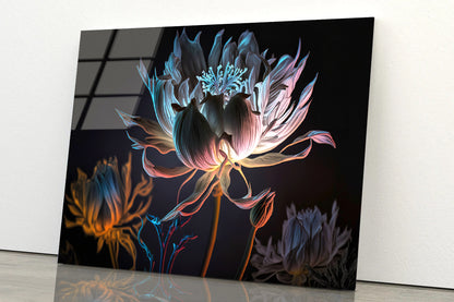 Close-Up of a Flower at Night Acrylic Glass Print Tempered Glass Wall Art 100% Made in Australia Ready to Hang - Bella Home Decor