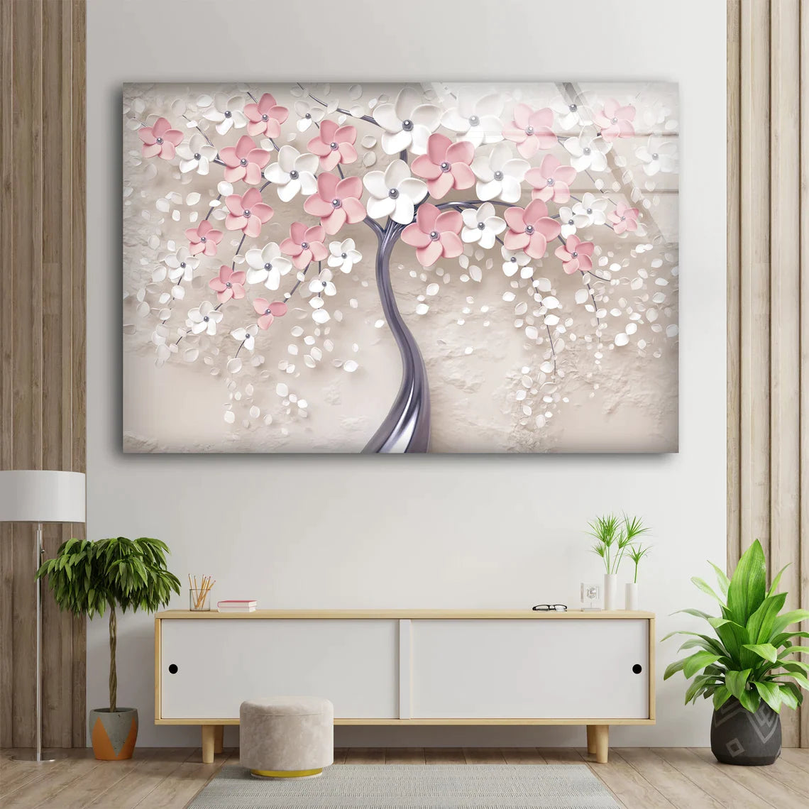 Pink White Tree Digital UV Direct Aluminum Print Australian Made Quality