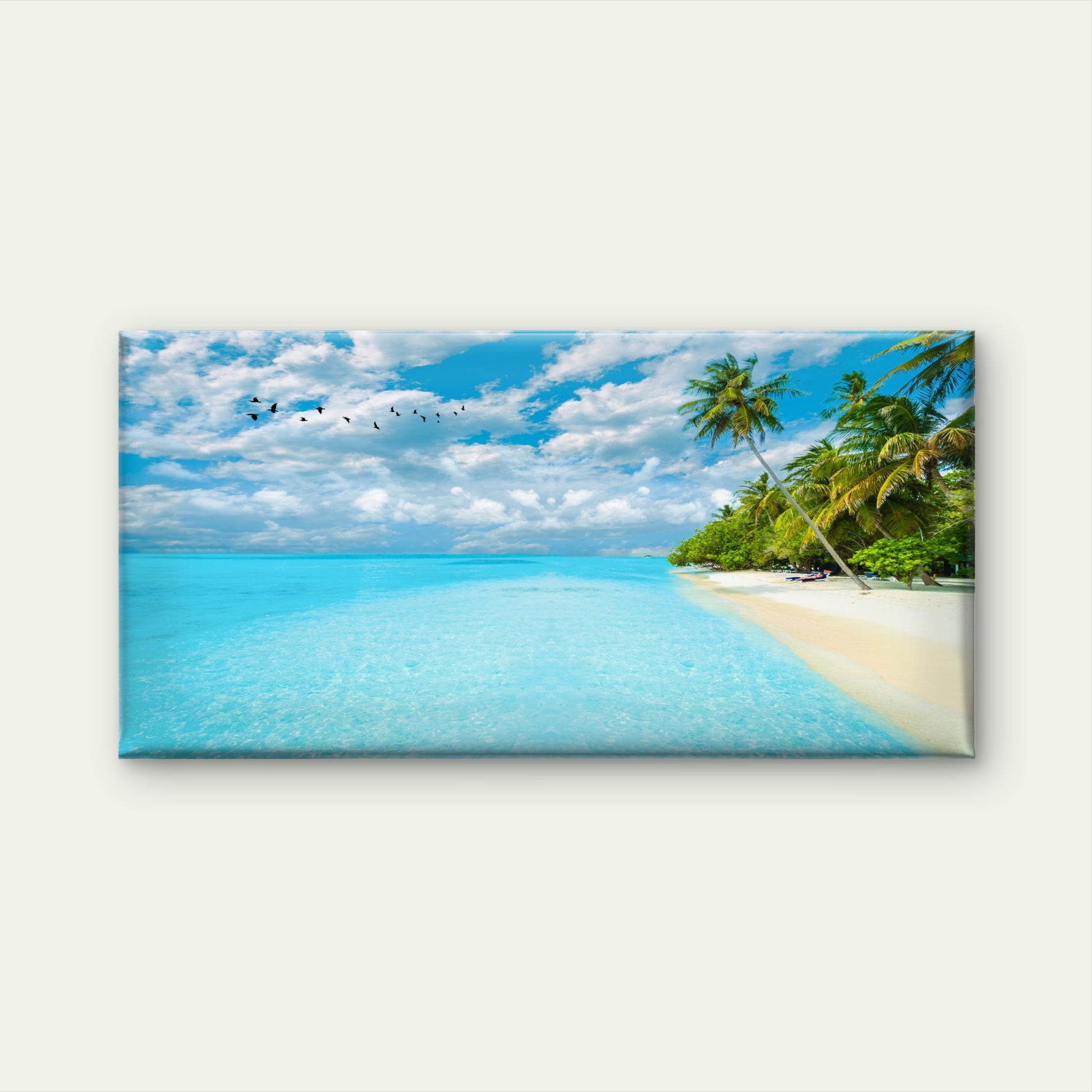 Maldives Blue Ocean Beach Wall Art Canvas Office Home Room Framed 120x60cm - Bella Home Decor