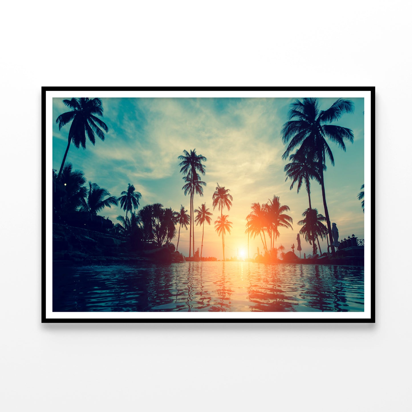 Sunset With Palm Trees in Beach Home Decor Premium Quality Poster Print Choose Your Sizes