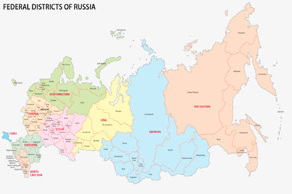 Russia Federal Districts Map Home Decor Premium Quality Poster Print Choose Your Sizes